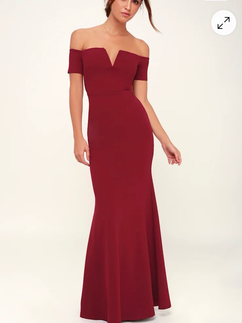 Lulu's Lynne Burgundy Off-Shoulder Mermaid Maxi Dress/Gown Size-XL